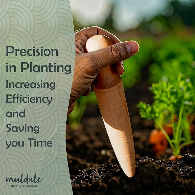 Garden Dibber Seed Planter Tool – Wooden Seed Dibber for Planting Tapered Gauge Handheld Bulb Planting Tool for Seedlings