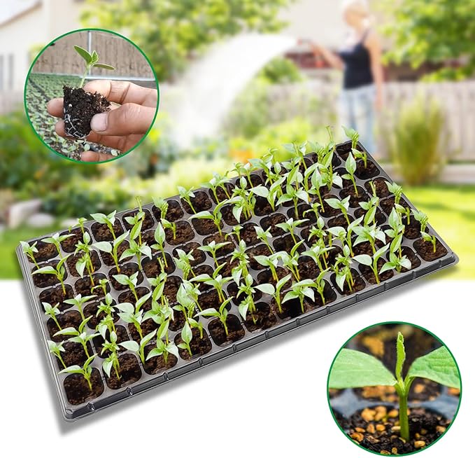 72 Cell Seed Trays, Thick Durable 72 Cell Plug Tray Seedling Plastic Nursery Tray for 1020 Flat Germination (10-Pack, 21"×11", 1.81" Height, Low)