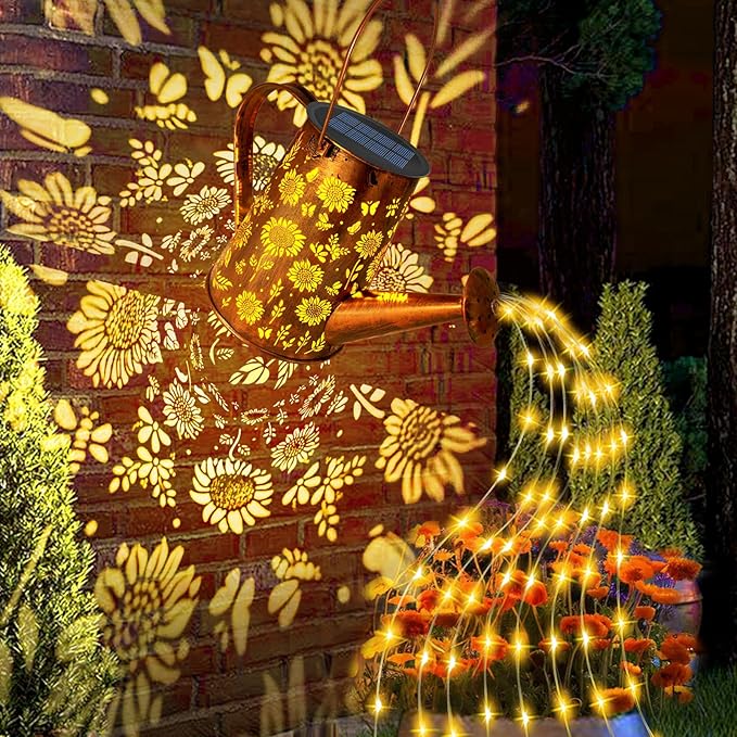 Solar Watering Can Lights, Christmas Sunflower Gifts for Women Mom Grandma Birthday, Large Hanging Solar Lantern Waterproof Outdoor Garden Decorations for Yard Porch Landscape Patio Pathway