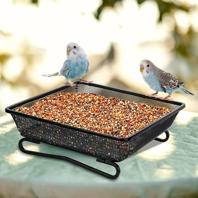 Ground Platform Bird Feeder Metal Seed Tray for Outside Garden Wild Bird Feeders with Drainage Holes Great Attracting for Birds and Squirrels, Wonderful Decoration for Backyard – Pack of 3
