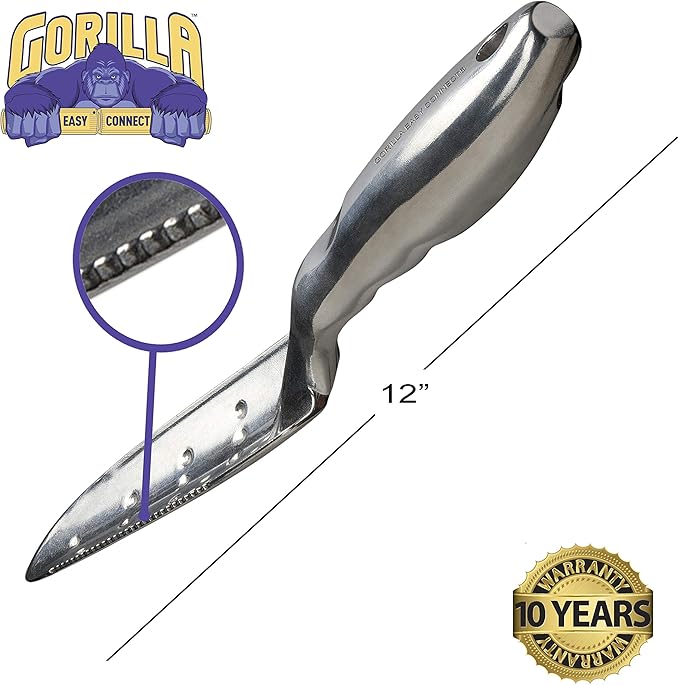 Gorilla Easy Connect Heavy Duty Garden Tools with Digging Trowel, Transplant Trowel and Cultivator Hand Rake Solid One Piece Cast Aluminum Construction