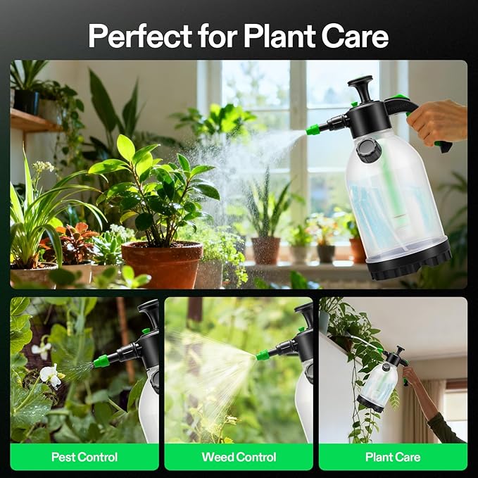 VIVOSUN 70oz Pump Sprayer, Portable Water Spray Bottle for Spraying Plants, Flowers, Weeds and Cleaning, Hand Pump with Side Filling Port, Measuring Cup, Adjustable Nozzles