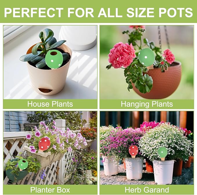 4-Pack Terracotta Self-Watering Spikes | Eco-Friendly Iron-Rich Clay Olla Irrigation System | Vacation Plant Sitter for Potted Flowers, Herbs, and Succulents