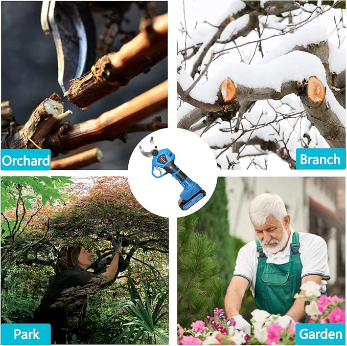 KOMOK Electric Pruning Shears with LED Display, Professional Cordless Electric Pruner, Battery Operated Pruners with 2 Lithium Batteries, 1.2" Cutting Diameter, 6-8 Working Hours for Efficient Pruning