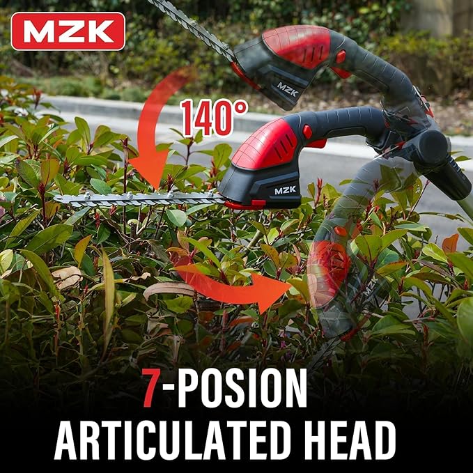 MZK 2-in-1 20V Pole Mini Hedge Trimmer & Grass Shear, 13ft Reach, Electric Hedge Trimmer with Extension Pole, Multi-Angle (Battery and Charger Included),HT08D11