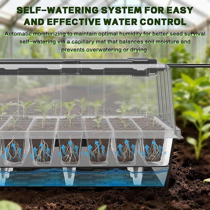 120-Cell Self-Watering Seed Starter Tray with Grow Lights, Upgraded 1–24H Timer, Seed Trays with Humidity Dome, Indoor Gardening System, Starter Kit for Seeds, Plant Germination