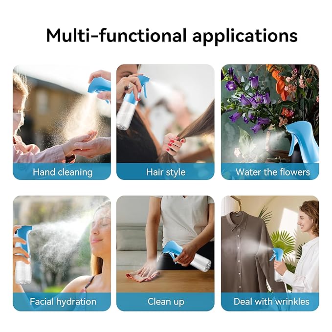 Spray Bottle for Hair (6.8OZ /200ML) Continuous Ultra Fine Mist Sprayer for Hair Blue