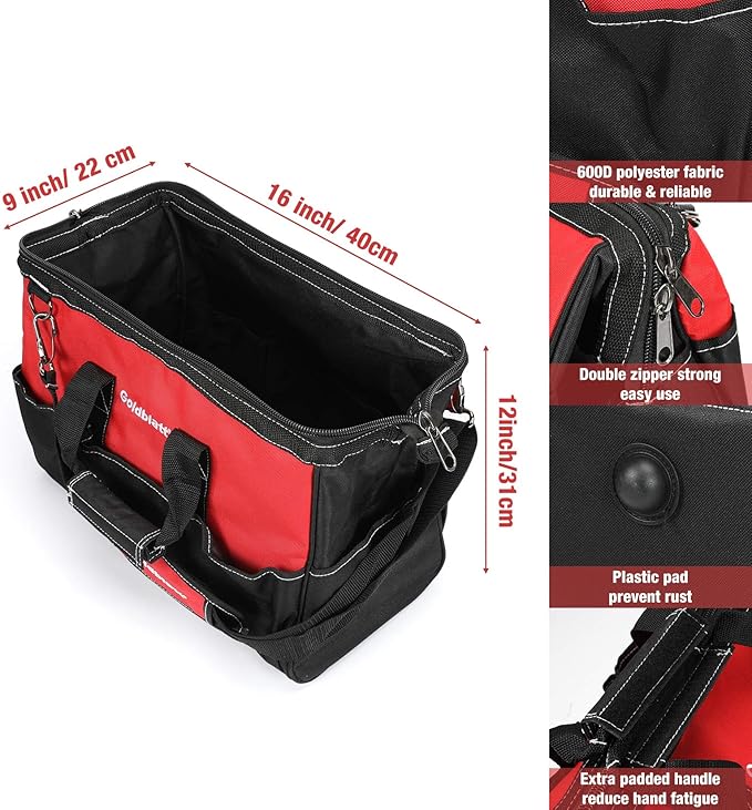 Goldblatt 8 Pieces Masonry Hand Tool Set Includes Finishing Trowel, Gauging Trowel, Groover, Edger, Extruded Alloy Float, Wood Float and Wire Twister, Organized in Tool Bag