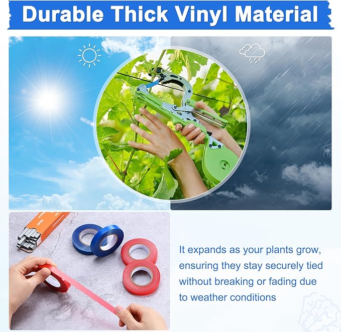 40-Pack Garden Tie Tape, 3937 Feet x 0.47 Inch Tying Tape W 10000pcs Staples for Plant Tying Machine/Grapes/Climbing Plants/Raspberries/Tomatoes/Vining Vegetables Flowers