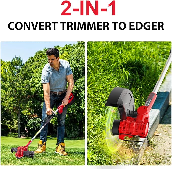 PowerSmart 40V Max Battery Powered Weed Eater and Cordless Leaf Blower Combo Kit with 4.0Ah Battery and Charger, String Trimmer and Weed Wacker 2-in-1 with Automated Feed Spoo, (76500)