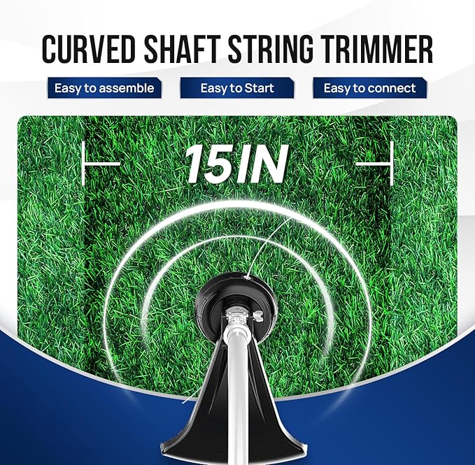 WILD BADGER POWER 26cc Weed Wacker Gas Powered, 2 in 1 String Trimmer/Edger 15" with Curved Shaft, Light Weight 9.9 lbs