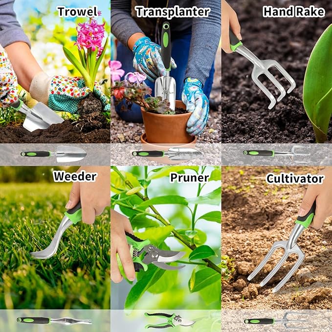 Gardening Tool Set 39 Pieces, Succulent Tools 28 Pieces, 9 Heavy Duty Garden Tools, 39.4 inch Gardening Mat and Garden Tool Bag, Gardening Kit for Indoor and Outdoor, Great Gardening Gift for Mom.