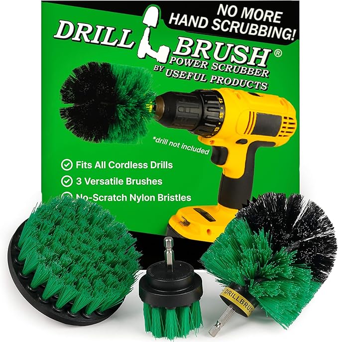 Drillbrush Green Kitchen Drill Brush Set – Drill Powered Cleaning Tools for Stainless Steel Sink, Copper Sink, Stove Top, Oven, Air Fryer & Cabinets – Must-Have Kitchen Accessories for Fast Cleaning