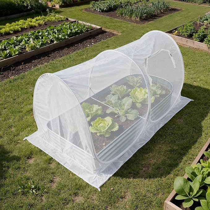 Hiraliy Garden Netting for Raised Beds,Garden Bed Cover Instant Pop-Up,Portable Garder Cover for Raised Garden Bed,Crop Cage for Protecting Plant for Indoor Outdoor,Elevated Bottom,59 X 27.5 X 39