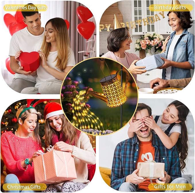 Solar Watering Can Lights, Unique Gifts for Christmas Women Mom Grandma Birthday, Waterproof Outdoor Garden Decor Large Hanging Solar Lanterns Garden Lights for Patio Porch Yard Flowerbed Pathway