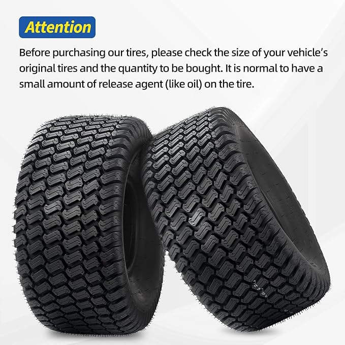 (2 Pack) 20x8.00-8 Lawnmower Tubeless Tire, 20x8-8 for Tractor Riding Lawn Mowers, 4 Ply, Deep Turf-S Pattern