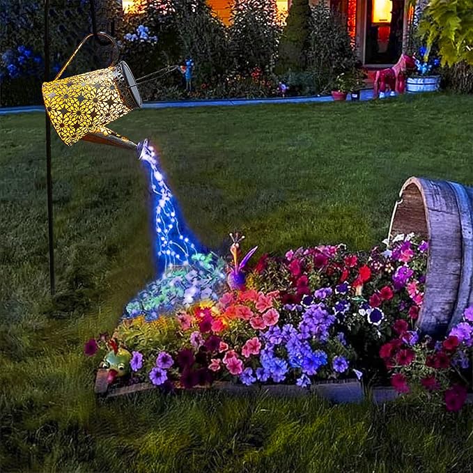 VOOKRY Solar Watering Can Lights, Large Hanging Blue Solar Lights Outdoor Decorative Garden Decor Waterproof for Outside Patio Yard Porch Lawn Landscape, Birthday Gifts for Women Mom Grandma Christmas