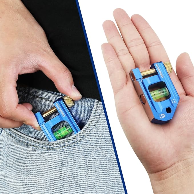 WORKPRO Conduit Bending Level, Small Torpedo Magnetic Level, Bubble Vial for 90° Measurement, Aluminum Alloy Construction, 2.5-inch, Cobalt Blue