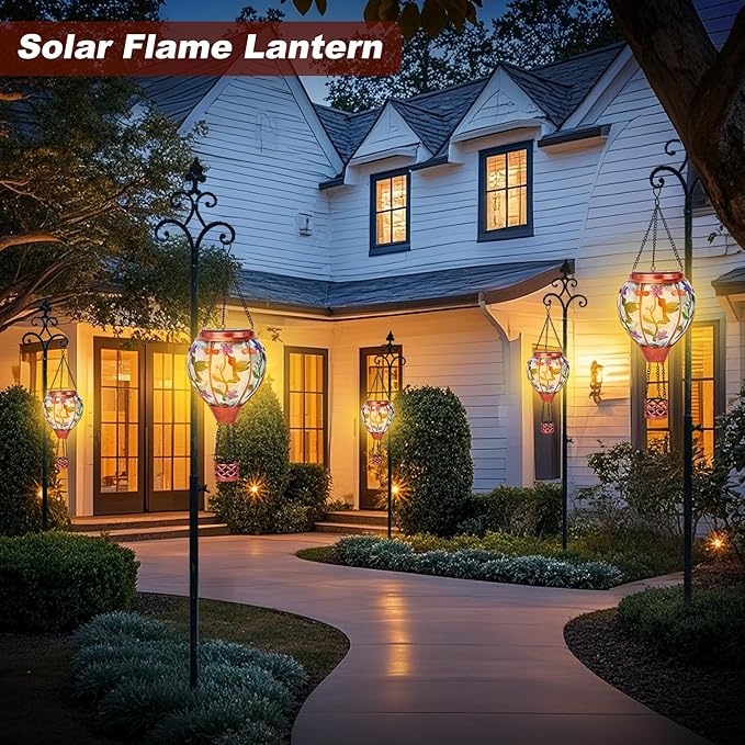 Hummingbird Solar Hot Air Balloon Lantern,Outdoor Decor with Flame Lights Waterproof, Hanging for Garden Yard Lawn Patio, Unique Gifts for Women Mom Grandma Gardener for Mother'Day Christmas