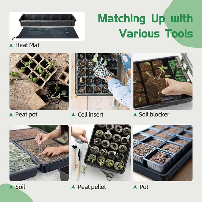 SOLIGT Extra Thick Heavy Duty 10 Pack 1020 Seed Starting Trays - Microgreens Growing Trays Seedling Plant Germination Starter Tray Transplant Fodder Flats, No Holes, No Leakage, Reusable…