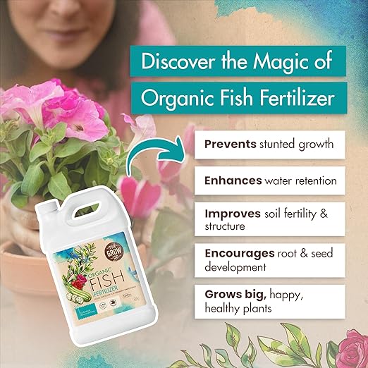 1 Gallon Organic Fish Emulsion Fertilizer for Plants - Ideal Liquid Fish Fertilizer for Plants, Flowers, Fruits & Vegetables, 2-3-1 NPK - Sustainably Sourced and Hydrolyzed for Steady Growth