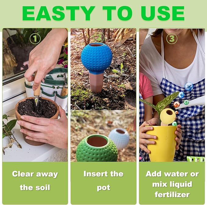 Self Watering Planter Insert Terracotta Watering Spikes Premium Plant Watering Devices Irrigation Dripper Self Watering Spikes Automatic Plant Accessories 4 Packs