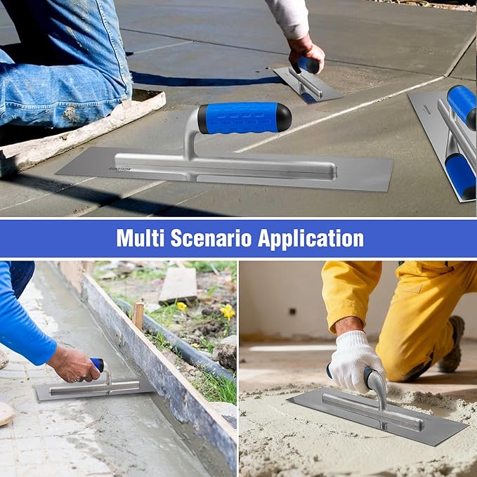 3PCS Drywall Trowel, Stainless Steel Finishing Masonry Trowel Set Includes 16"x 4", 14"x 4",12" x 4" Rust-Resistant Concrete Finishing Trowels, Flat Trowels for Plaster & Wallboard Finishing