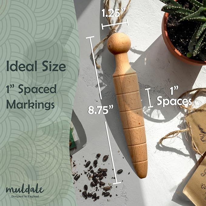 Garden Dibber Seed Planter Tool – Wooden Seed Dibber for Planting Tapered Gauge Handheld Bulb Planting Tool for Seedlings
