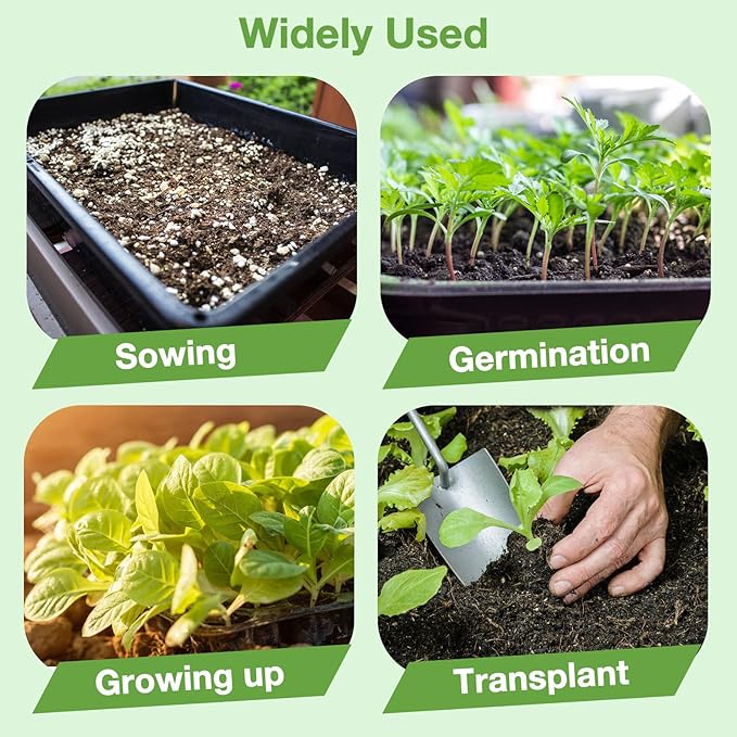 10 Pack 1020 Seed Starting Trays with 12 Hemp Grow Mats - Extra Thick Microgreens Growing Kit, 21 x 11 x 2.5 Inch Plant Trays with Hydroponic Grow Pads for Wheatgrass, Sprouts, Organic Gardening