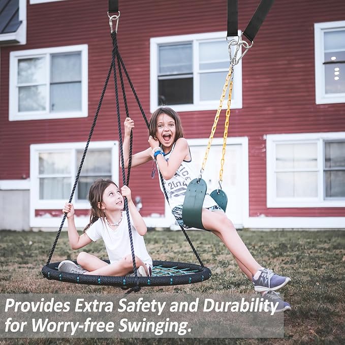 Tree Swing Straps Hanging Kit - 3FT/8FT/15FT/20FT/30FT, Strong & Durable - Holds Up to 5000lbs - Adjustable Tree Swing Straps Fit for All Swings, Hammocks, Safer & Easy Installation (15 FT)