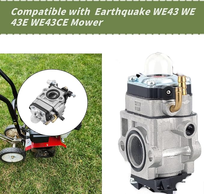300486 Carburetor Fits for Earthquake E43 E43WC E43CE Auger MC43CE MC43 MC43E MD43 Tiller Cultivator Dethatcher WE43 WE43E Southland SCV43 SEA43 Powermate Edger PEA438 51.7CC 2 Cycle Carb Tune Up Kit