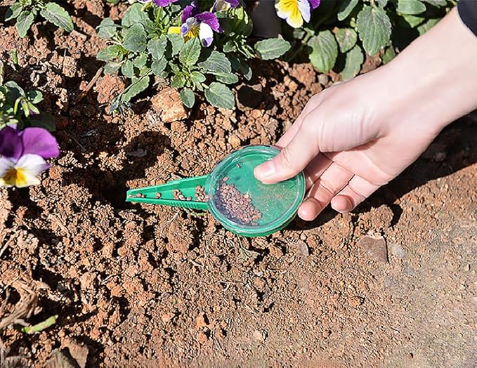 4 Pack Adjustable Hand Hold Sowing Seeds Dispenser, Seedlings Dibber and Widger Hole Puncher Garden Hand Tool Sets