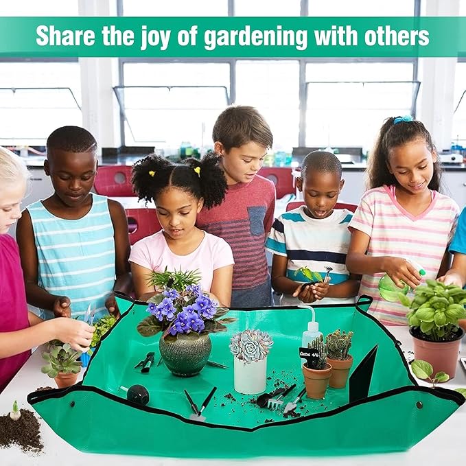 Pack of 20 Succulent Tool Set - 39.4" Indoor Plant Repotting Mat and 19 Pcs Miniature Succulent Hand Tools Garden Flower Plants Transplanting Supplies for Indoor Outdoor Plant Care, Green