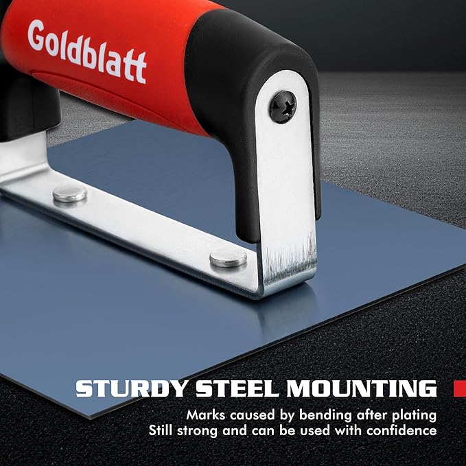 Goldblatt Concrete Edger Tool, 6" x 6" Blue Steel Edger (3/8"R, 1/2"D), Durable High Carbon Steel Concrete Finishing Tools - Masonry Hand Tool with Soft Grip, Sturdy Steel Mounting