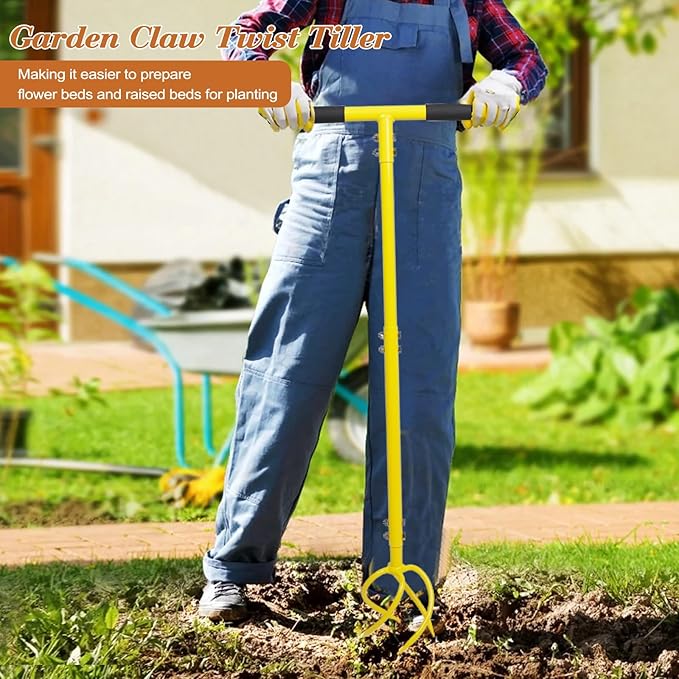 Garden Hand Tiller Garden Claw Twist Tiller Cultivator Tiller Soil Lossener Lawn Aerator Areator Loosen, Rototiller, Garden Bed and Plant Box Cultivator, Garden Tools.