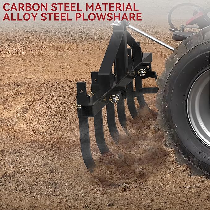 YITAMOTOR 48-Inch Heavy Duty Detachable Chisel Plow Scarifier Cultivator with 6 Scarifier Shanks for CAT-1&CAT-0 Tractors