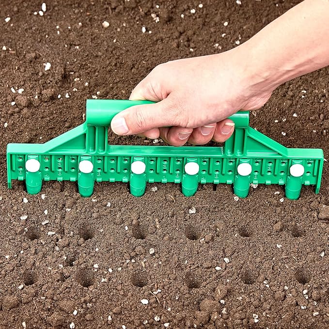 Seed Dibber, Multifunctional Seed Spacer Tool, Seed-in Soil Digger Garden Spacer aid for Planting Seeds Laying Out ideally Spaced Rows (Green)