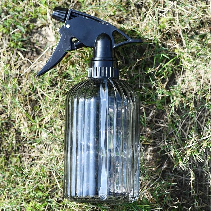 Handheld Glass Spray Bottle- 16 oz with Adjustable Nozzle for Watering Indoor and Outdoor Potted Plants and Greenery and More, 2.8 x 8.2in (grey)