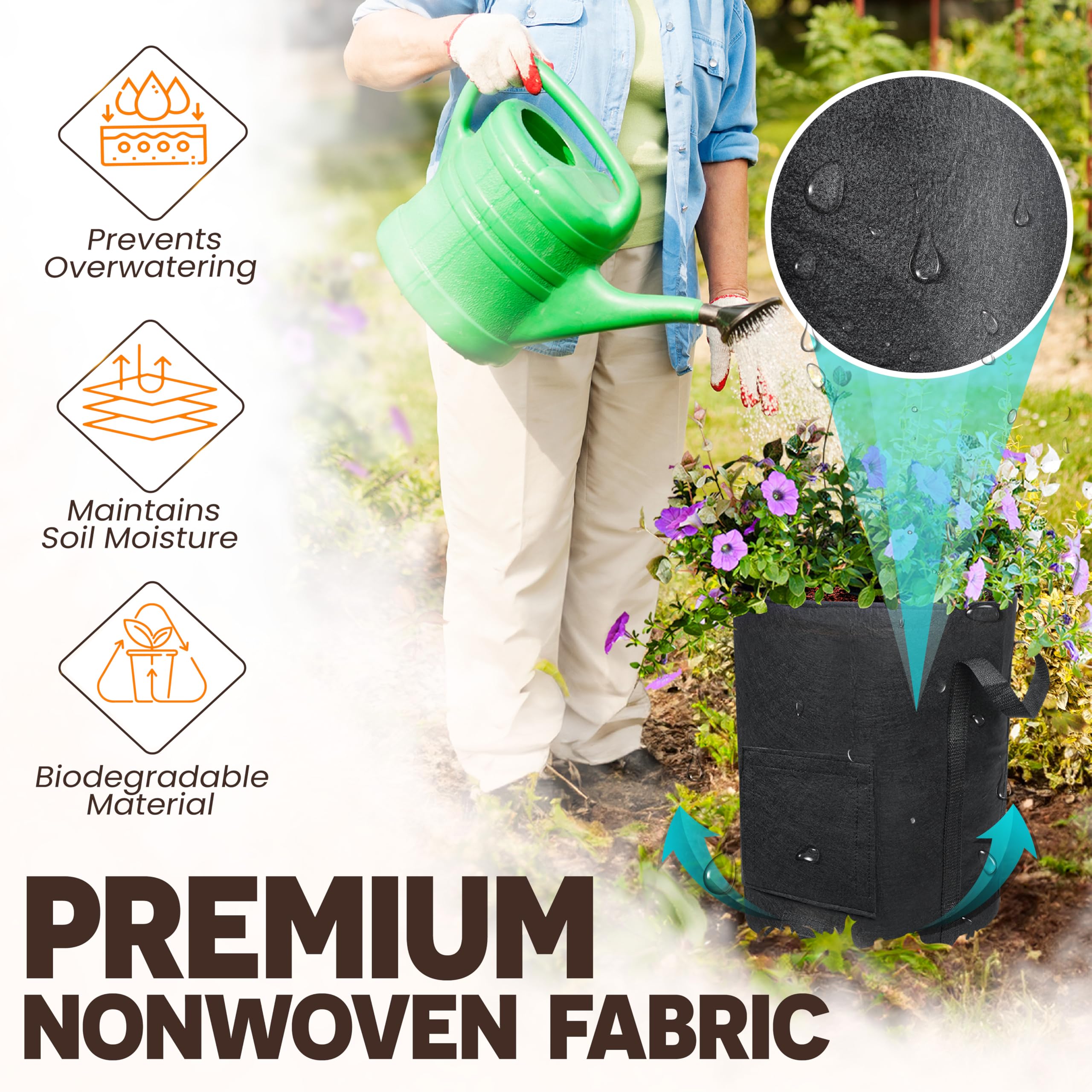 [Upgraded] 4Pcs 15 Gallon Potato Grow Bags with Unique Harvest Window & Visible Window, Non-Woven Planter Pot with Sturdy Handle, Potato Growing Container, Plant Garden Bags to Grow Vegetables, Tomato