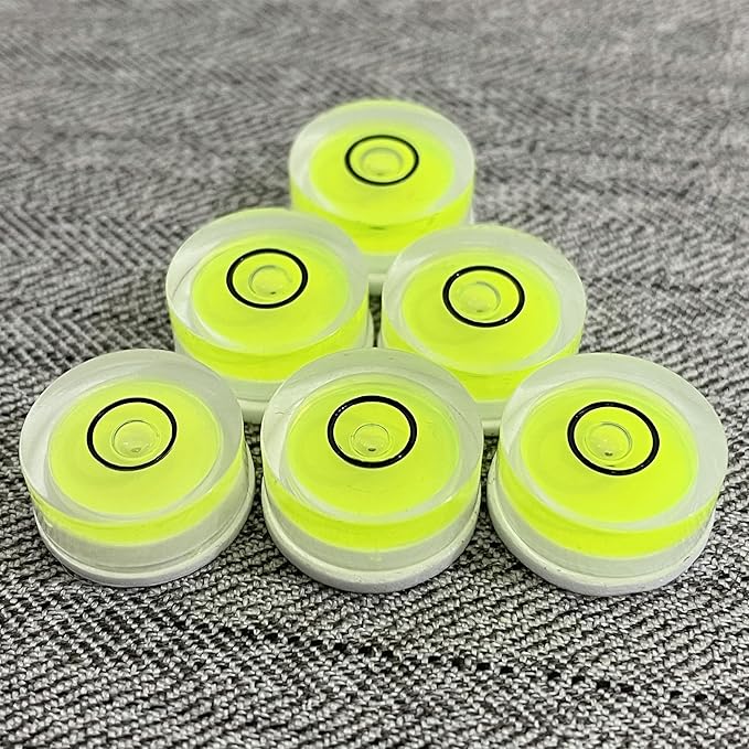 5Pcs Small Circular Bubble Levels with Double Sided Adhesive Bottom Mini Little Stick-on Bubble Spirit Level Measuring Layout Tools Levels (15x6mm)