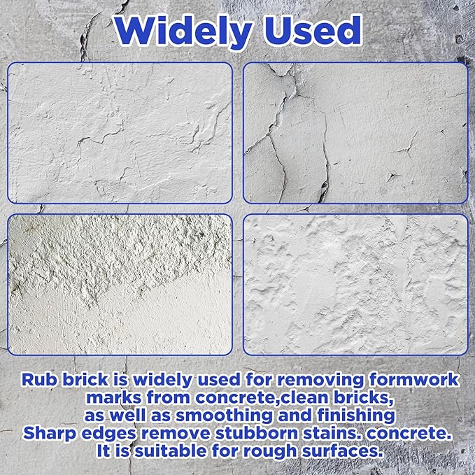 3 Pcs Rub Brick with Handle Concrete 20 Grit Masonry Tools Smoothing Cleaning Removing Marks Tool (Blue)