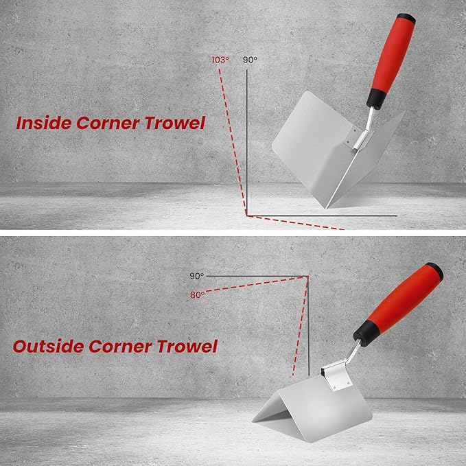 Drywall Corner Trowel 2 PC,SUMED 4'' Inside & Outside Stainless Steel Corner Finishing Tools for Drywall, Perfect for Smoothing and Shaping Corners, Ideal for DIY and Professional Use