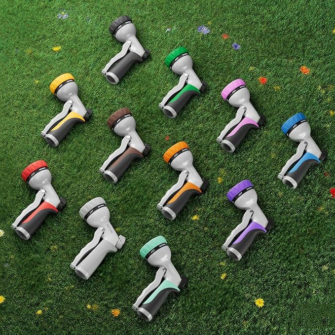 RESTMO Garden Hose Nozzle, Heavy Duty Metal Water Hose Nozzle with 7 Adjustable Spray Patterns, High Pressure Hand Sprayer with Flow Control for Watering Plants & Lawns, Washing Cars & Pets