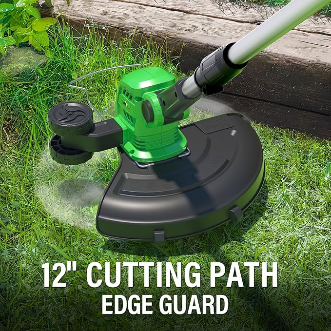SOYUS Weed Wacker Cordless, 12 Inch String Trimmer with Battery and Charger, Lightweight 20v Electric Edger Trimmer with 8 Pcs Replace Spool Trimmer Lines