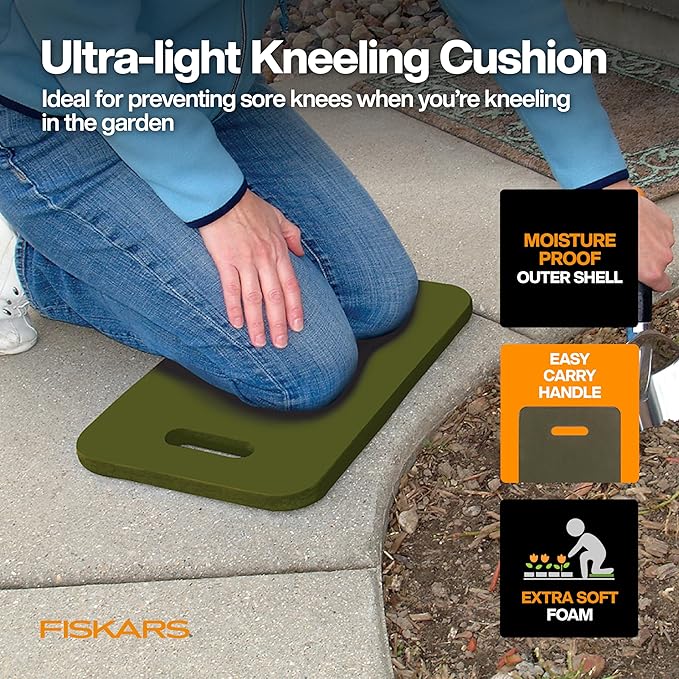 Fiskars Flower Gardening Tool Set with Floral Pruner, Trowel, Cultivator, Garden Gloves, and Ultra-Light Kneeling Cushion for Outdoor Use (5 Piece Kit)