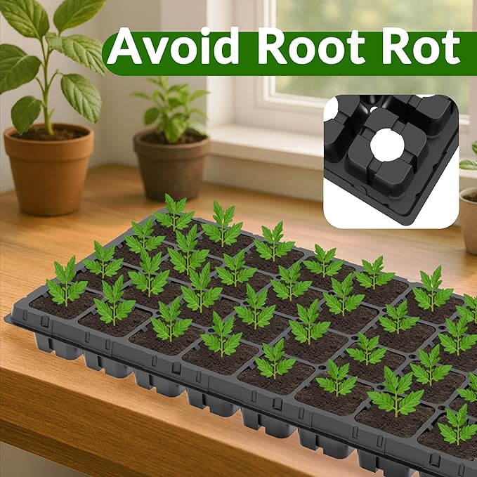 Gardzen 10 Pack 32 Cell Seed Starter Trays, 2" Deep Plug Tray for Seedlings, Heavy Duty Seedling Trays with Drainage Holes, Fit Standard 1020 Drip Tray