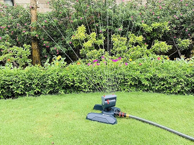 Eden 95124 Adjustable 4-Way Mini Turbo Oscillating Sprinkler W/Quick Connect Starter Set, Covers up to 4,069 sq. ft. Heavy Weight Base